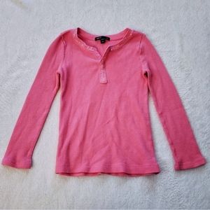 Girls Gap Pink Sequin Trim Thermal Top Sz XS 4-5